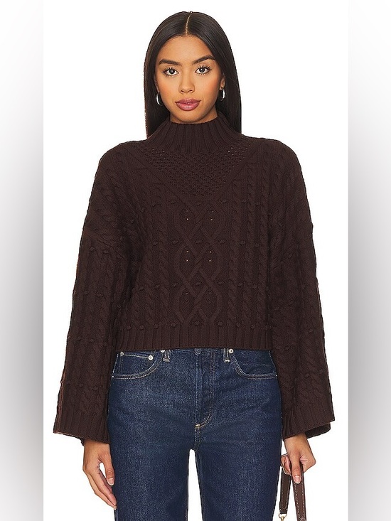 Misa Los Angeles Sweaters - Misa Los Angeles Classic BROWN Cable Knit Oona Sweater XS